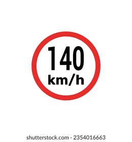 Speed limit sign 140 km h icon vector illustration