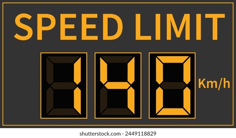 Speed limit sign 140 kmph icon vector illustration