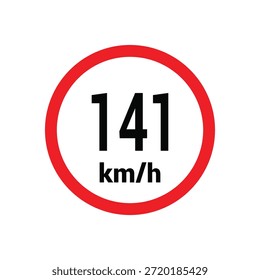 Sinal de limite de velocidade 141 km h ícone ilustração de design vetorial