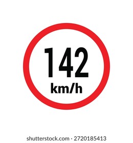 Sinal de limite de velocidade 142 km h ícone ilustração de design vetorial