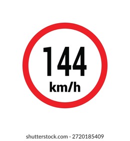 Sinal de limite de velocidade 144 km h ícone vetor design ilustração
