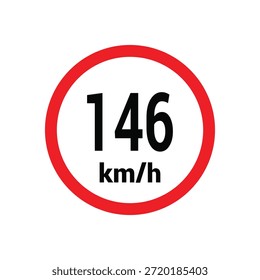 Sinal de limite de velocidade 146 km h ícone ilustração de design vetorial
