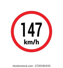 Sinal de limite de velocidade 147 km h ícone ilustração de design vetorial