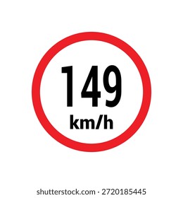 Sinal de limite de velocidade 149 km h ícone ilustração de design vetorial