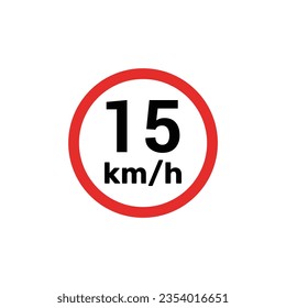 Speed limit sign 15 km h icon vector illustration