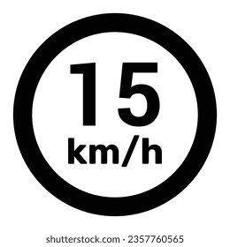 Speed limit sign 15 km h icon vector illustration