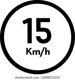 Geschwindigkeitsbegrenzungszeichen 15 km, schwarzes Verkehrszeichen