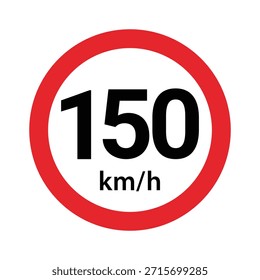 Sinal de limite de velocidade 150 km h ícone ilustração vetorial