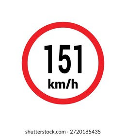 Sinal de limite de velocidade 151 km h ícone ilustração de design vetorial