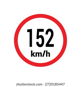 Sinal de limite de velocidade 152 km h ícone ilustração de design vetorial