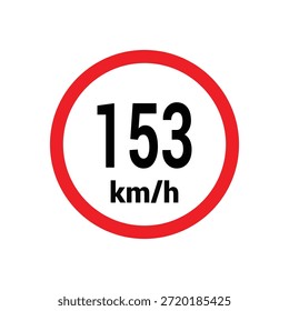Sinal de limite de velocidade 153 km h ícone ilustração de design vetorial