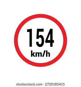 Sinal de limite de velocidade 154 km h ícone ilustração de design vetorial