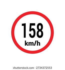 Speed limit sign 158 km h icon vector design illustration