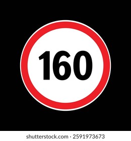 Speed limit sign 160 km per hour icon vector illustration