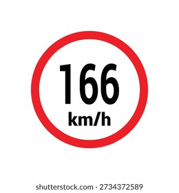Speed limit sign 166 km h icon vector design illustration