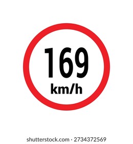 Speed limit sign 169 km h icon vector design illustration