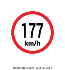 Speed limit sign 177 km h icon vector design illustration