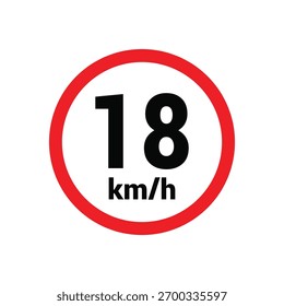 Sinal de limite de velocidade 18 km h ícone ilustração de design vetorial