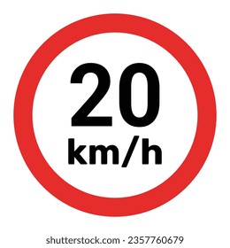 Speed limit sign 20 km h icon vector illustration