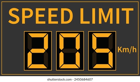 Speed limit sign 205 km per hour icon vector illustration