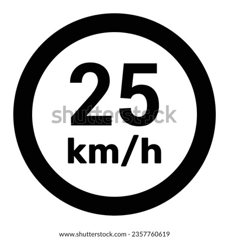 Speed limit sign 25 km h icon vector illustration