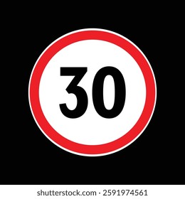 Speed limit sign 30 km per hour icon vector illustration