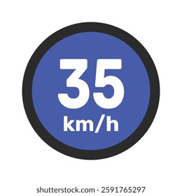 Speed limit sign 35 km h icon vector illustration sign background