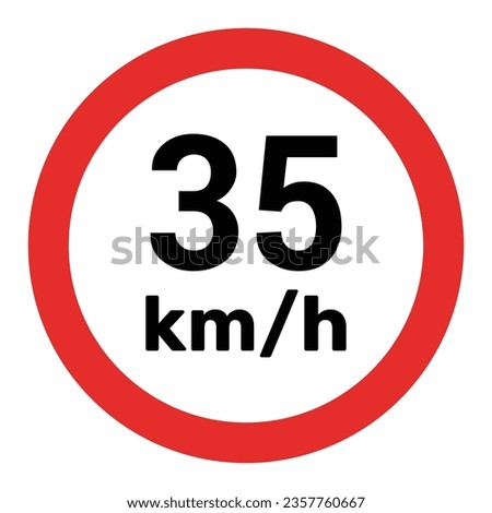 Speed limit sign 35 km h icon vector illustration
