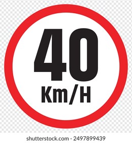 Speed limit sign 40 km h icon vector illustration. eps 10