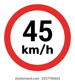 Speed limit sign 45 km h icon vector illustration