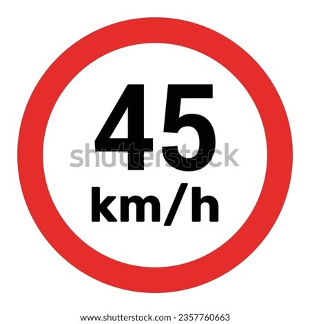 Speed limit sign 45 km h icon vector illustration