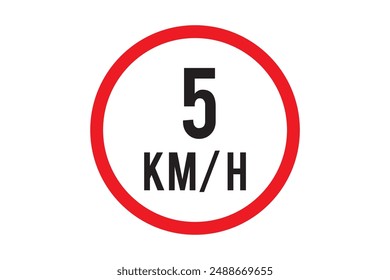 Speed limit sign 5 km h icon vector illustration