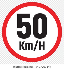 Geschwindigkeitsbegrenzungszeichen 50 km h Symbol, Vektorgrafik. 10 EPS