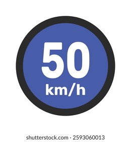 Speed limit sign 50 km h icon vector illustration sign background