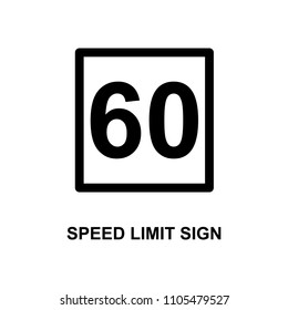 speed limit sign 60 icon. Element of railway signs for mobile concept and web apps. Detailed speed limit sign 60 icon can be used for web and mobile. Premium icon on white background