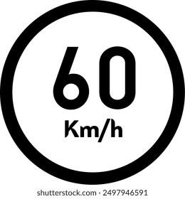 Speed Limit Sign 60 Km, Black Traffic Sign