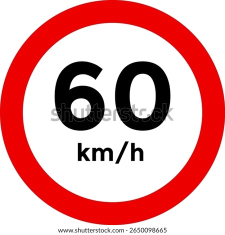 Speed limit sign 60 km h icon. Road signs with speed limit warnings. depicting speed limits ranging. Circular road signs. traffic sign.  the way forward symbol