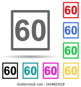 símbolo de límite de velocidad 60 estilo multicolor. Glifo simple, vector plano de advertencias ferroviarias iconos para ui y ux, sitio web o aplicación móvil