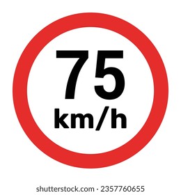 Signo del límite de velocidad 75 km h ilustración del vector de icono