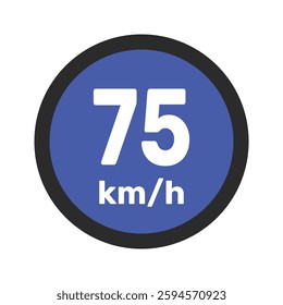 Speed limit sign 75 km h icon vector illustration sign background