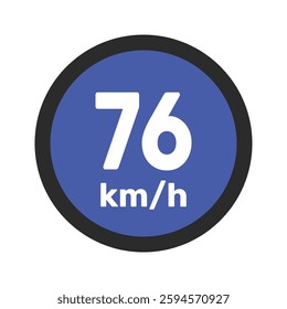 Speed limit sign 76 km h icon vector illustration sign background