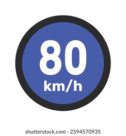 Speed limit sign 80 km h icon vector illustration sign background