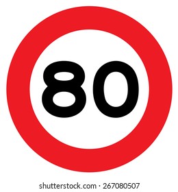 speed limit sign 80. vector illustration