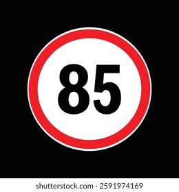 Speed limit sign 85 km per hour icon vector illustration