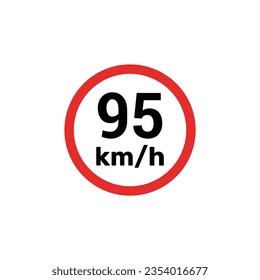 Speed limit sign 95 km h icon vector illustration