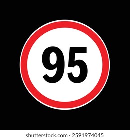 Speed limit sign 95 km per hour icon vector illustration