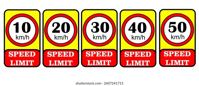 Speed limit sign board templates flat geometric shapes outline