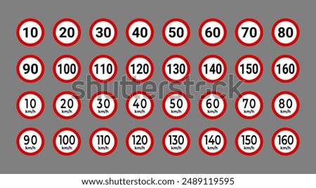 Speed Limit Sign Collection Vector Illustration