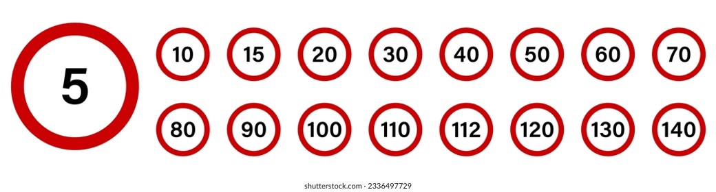 Speed limit sign icon set