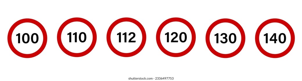 Speed limit sign icon set
